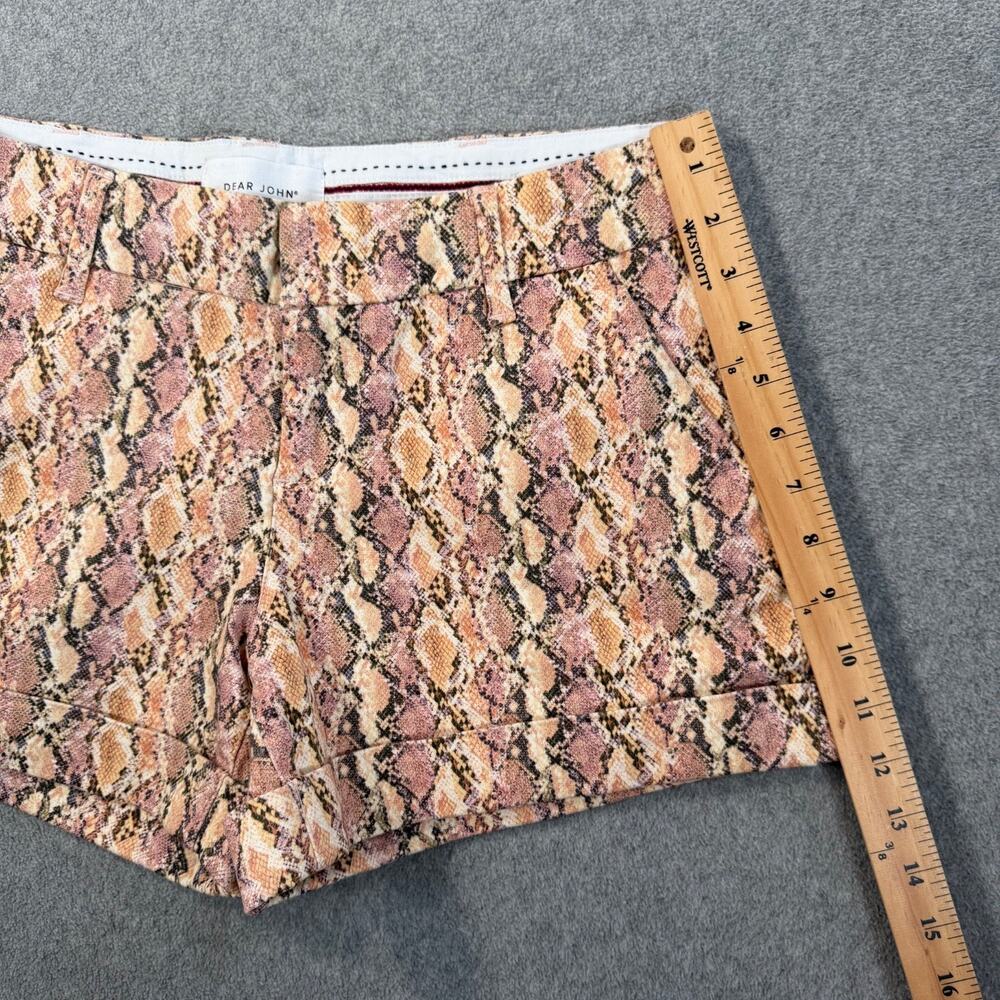 Dear John Hampton Short Women's 29 Snake Print Cuffed Pink Gold 4" Inseam - Picture 3 of 9